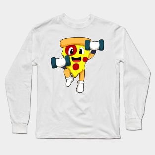 Pizza at Fitness with Dumbbells Long Sleeve T-Shirt